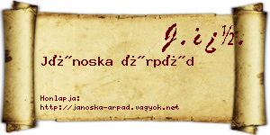 Jánoska Árpád névjegykártya